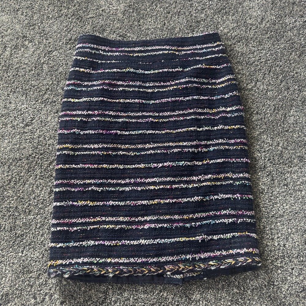 J Crew Skirt Womens 6 Blue‎ Multicolor No 2 Pencil Tweed Boucle Striped FA17